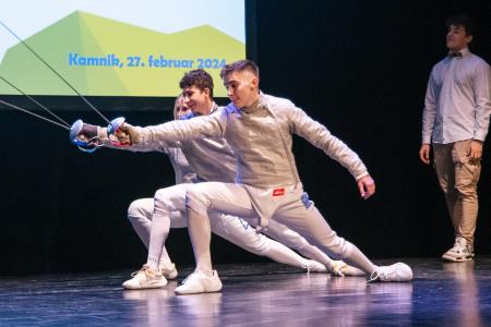 Naj športniki Kamnika za leto 2023 Lovro Planko in Maruša Mišmaš Zrimšek ter ekipa odbojkaric Calcit Volleya (30)